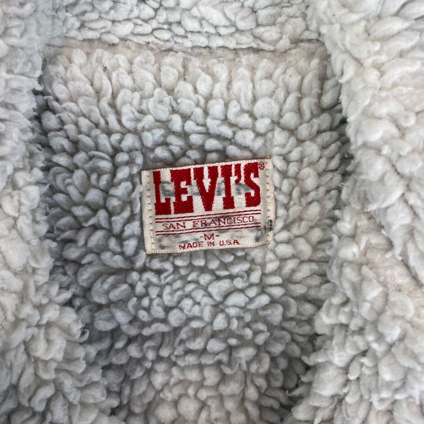VTG 80s LEVIS GREY SHERPA LINED DENIM TYPE 3 TRUCKER JACKET MADE IN USA 34 XS