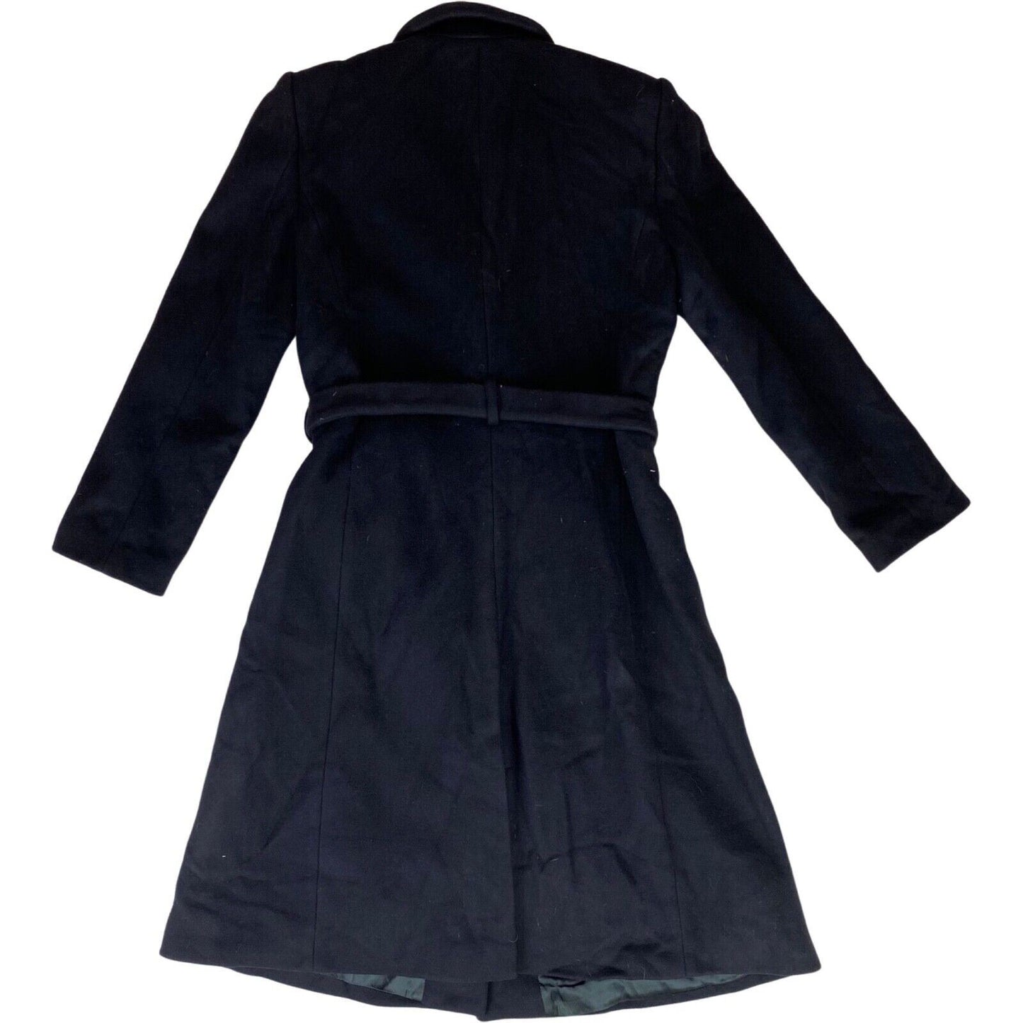Vintage 00s Black Blue Felted Wool Belted Emporio Armani Princess Coat M 10 12
