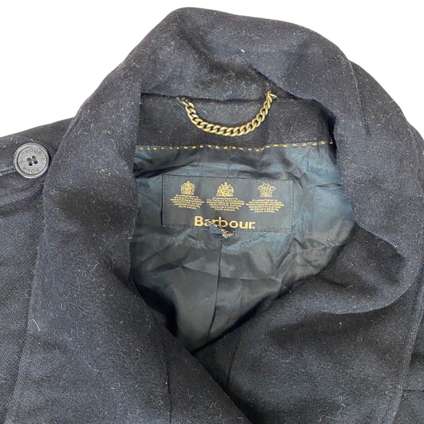 Vintage 00s Black Double-Breasted Belted Barbour Women's Swing Coat M 12