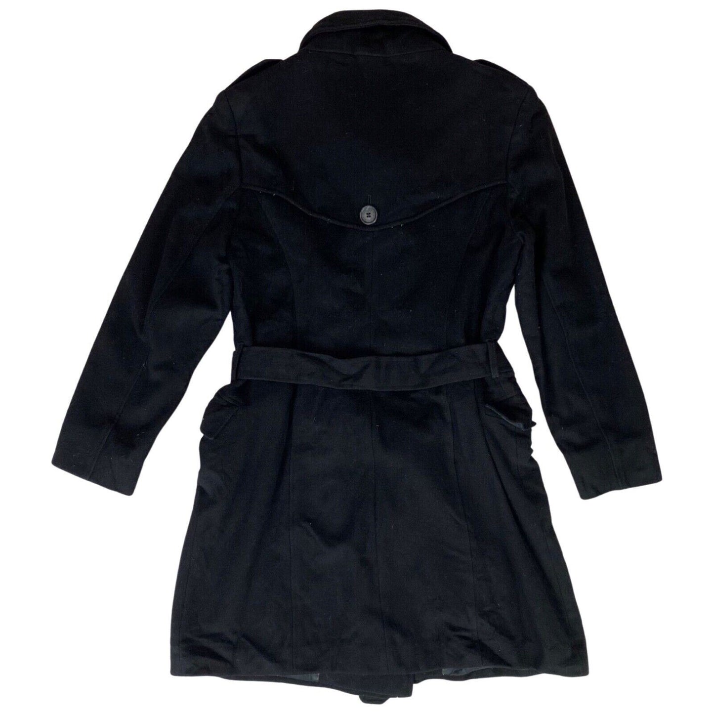 Vintage 00s Black Double-Breasted Belted Barbour Women's Swing Coat M 12