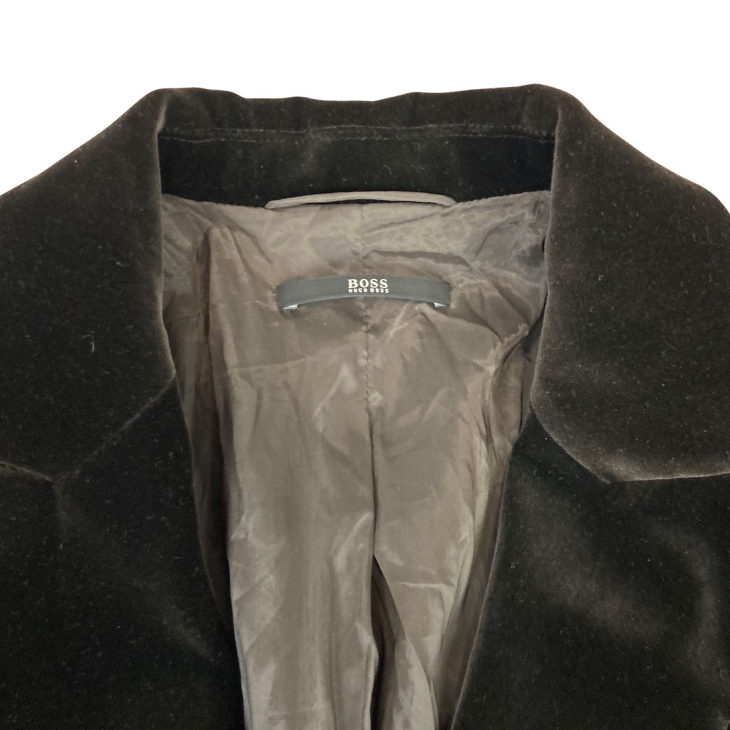Vintage 90s Black Hugo Boss Velvet Button Up Fitted Blazer M 12/14