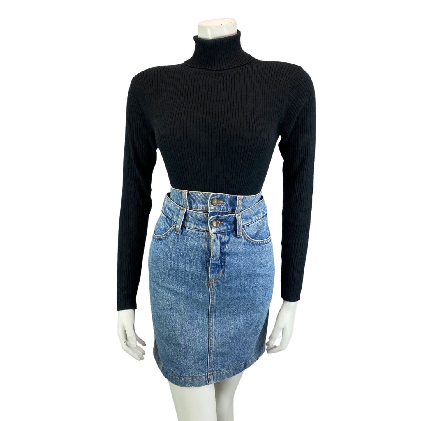 2000s Y2K Blue Double Waistband Fendi Jeans Designer Short Denim Skirt XS 4