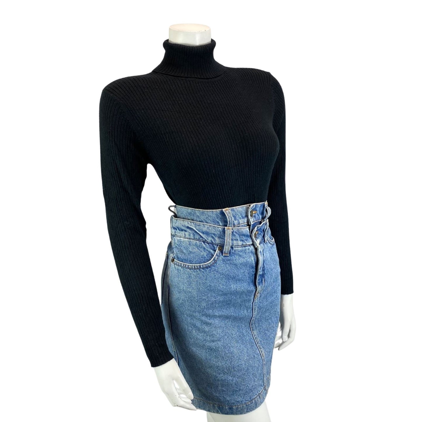 2000s Y2K Blue Double Waistband Fendi Jeans Designer Short Denim Skirt XS 4