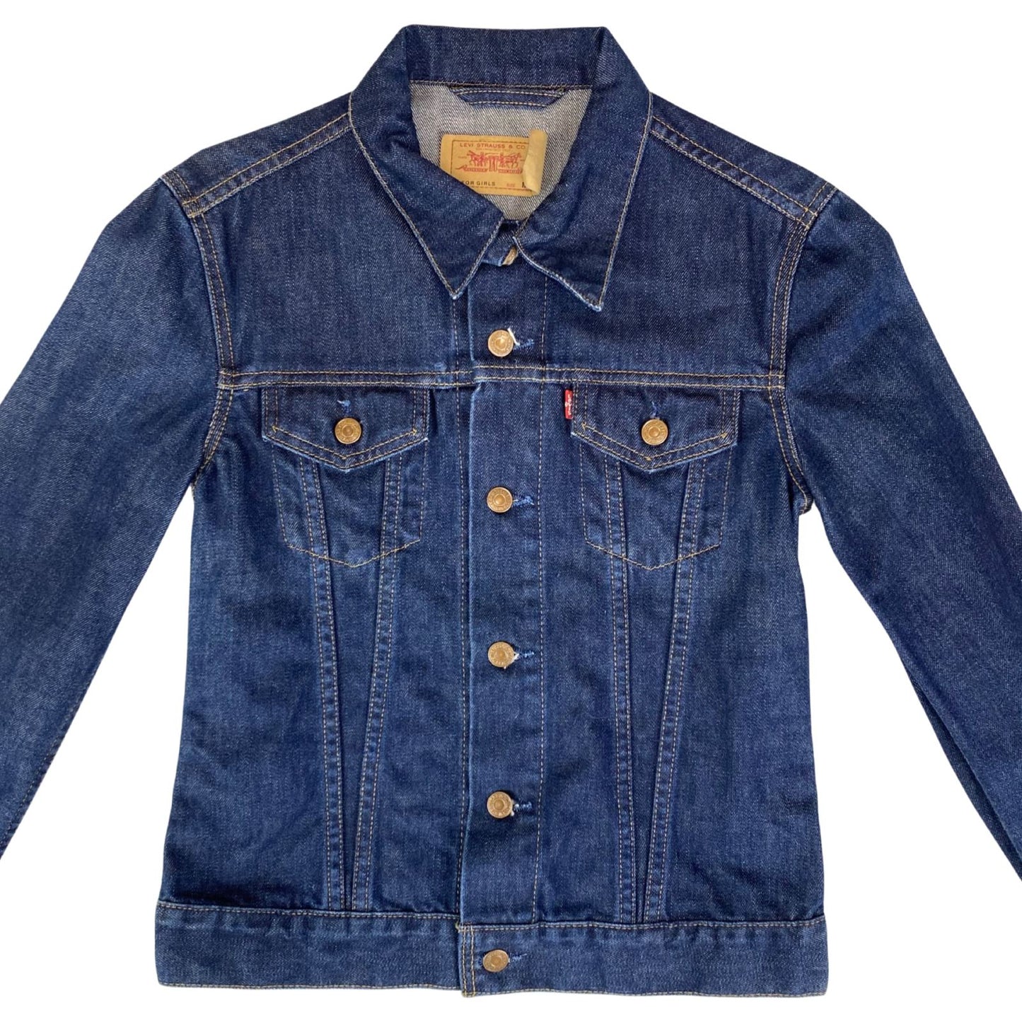 VTG LEVIS FOR GIRLS DENIM TYPE 3 TRUCKER JACKET INDIGO ROCKABILLY MOD 30” XXS