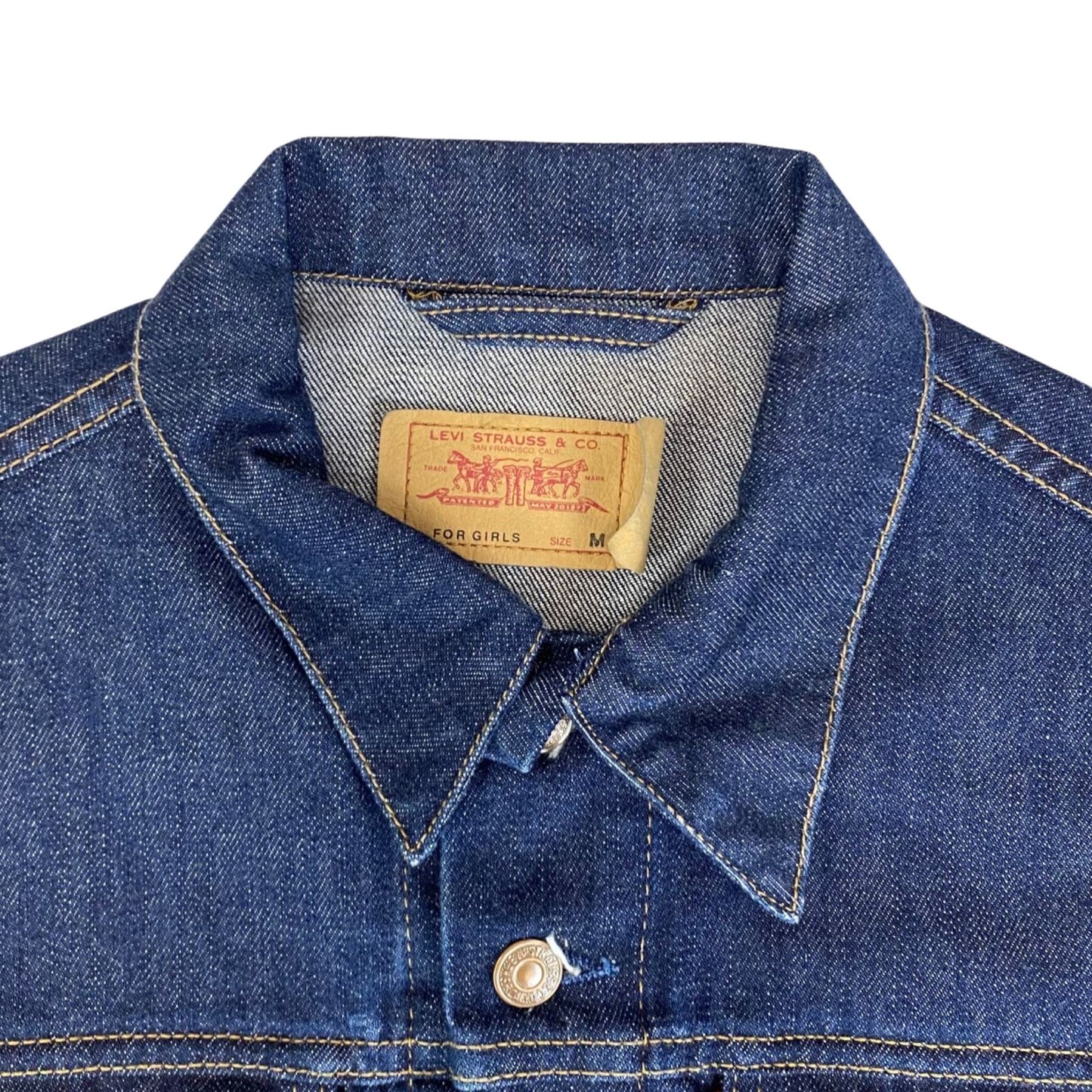 VTG LEVIS FOR GIRLS DENIM TYPE 3 TRUCKER JACKET INDIGO ROCKABILLY MOD 30” XXS
