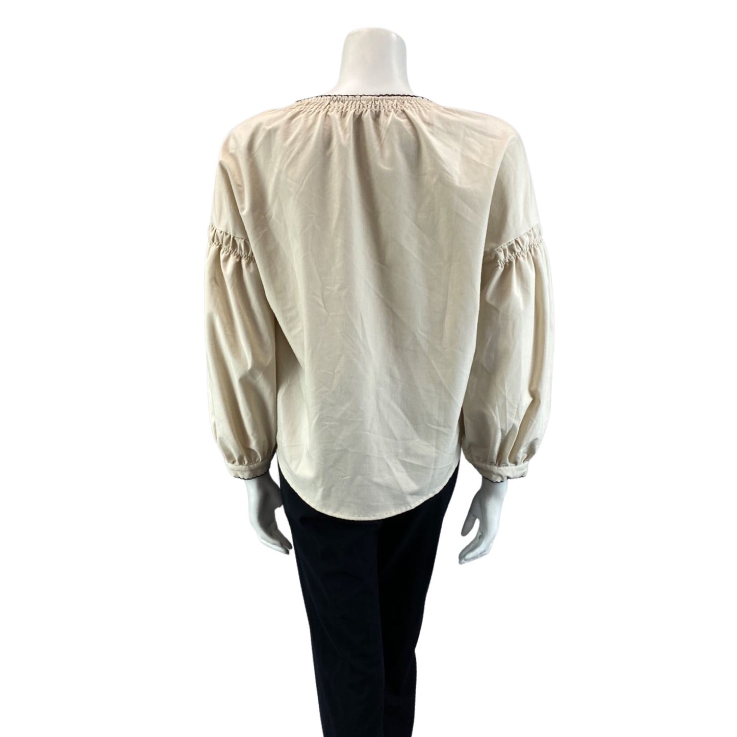 VINTAGE 90S 00S CREAM JULIETTE SLEEVE BOHO FOLK PRARIE BLOUSE 12 14 M
