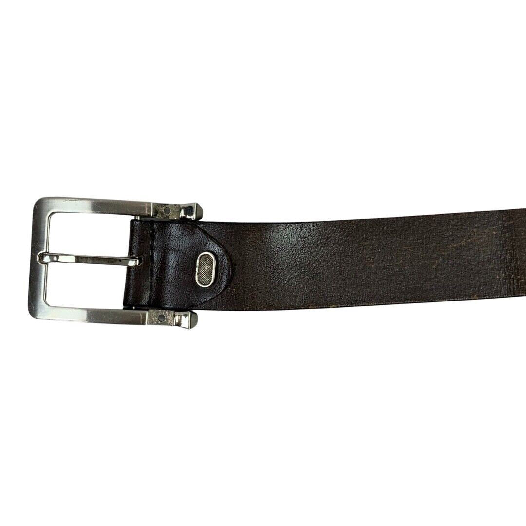 Vintage 90s 00s Brown Leather Embossed Diesel Chunky Branded Designer Belt