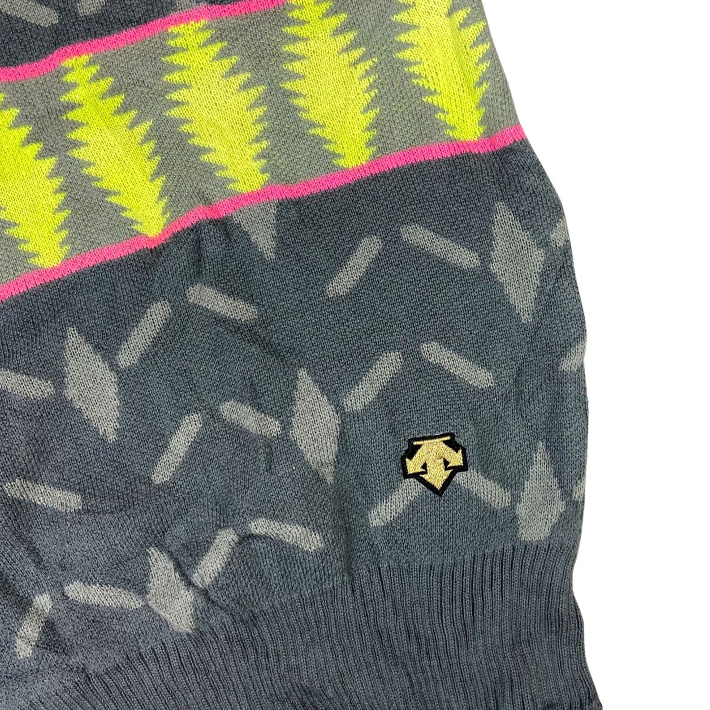 VTG 90S DESCENTE GRAPHIC KNIT SKI JUMPER SWEATER GEOMETRIC L 42”