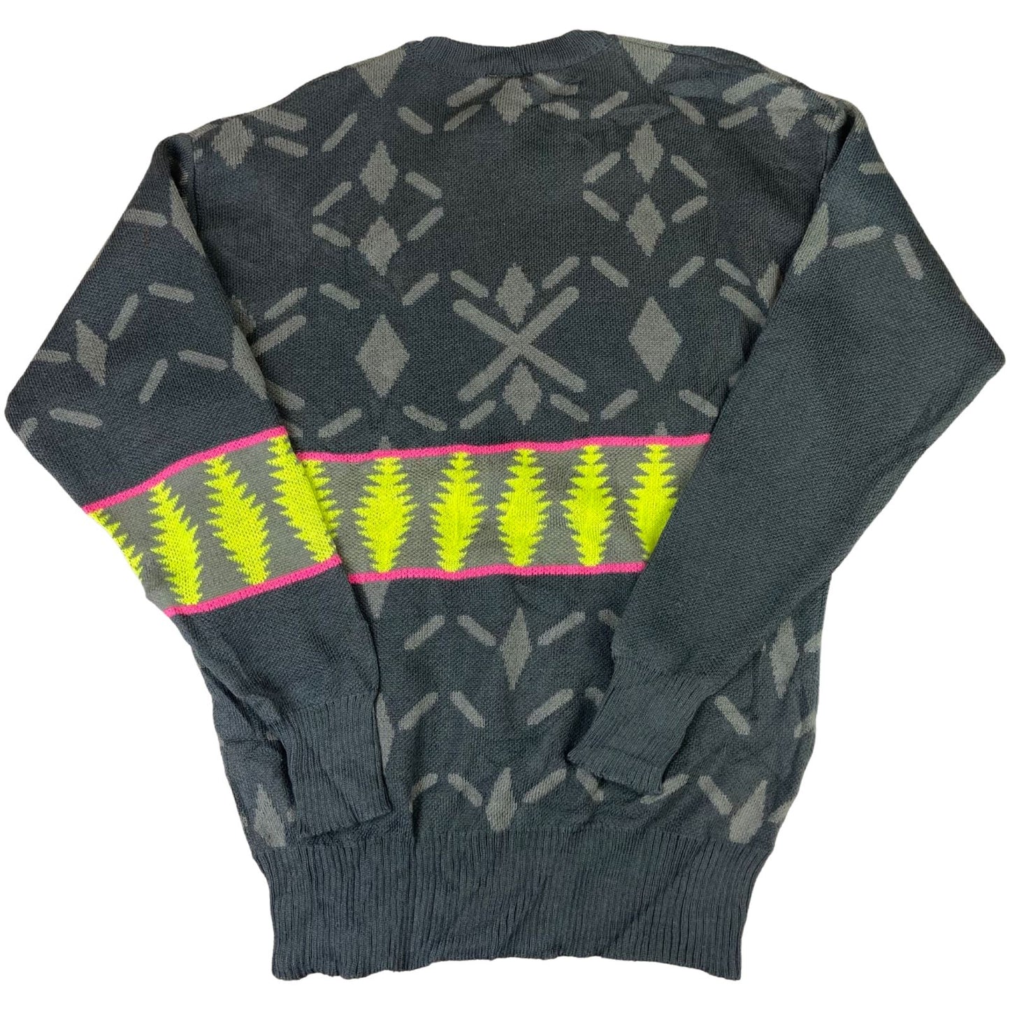 VTG 90S DESCENTE GRAPHIC KNIT SKI JUMPER SWEATER GEOMETRIC L 42”