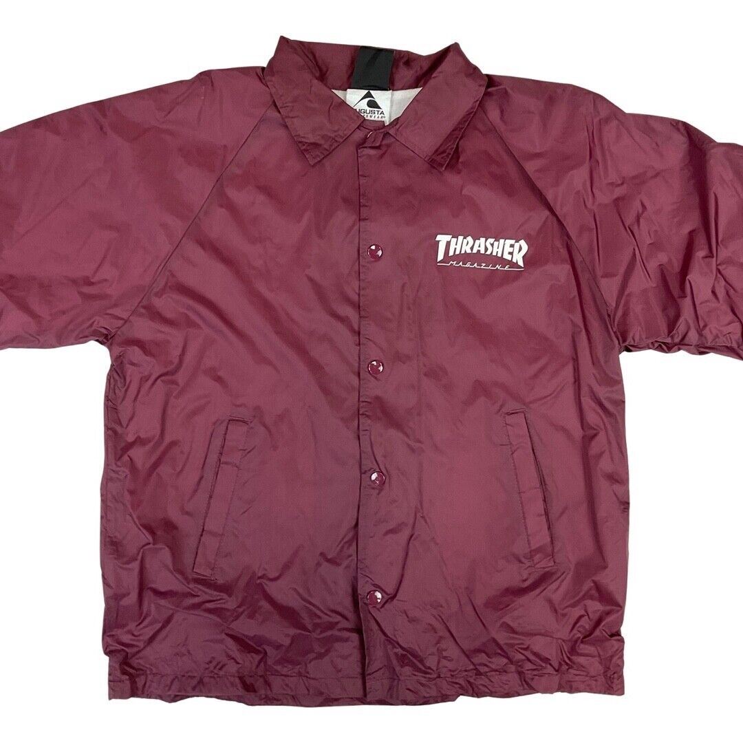 Burgundy & White Thrasher Magazine San Francisco Skate and Destroy Windbreaker M