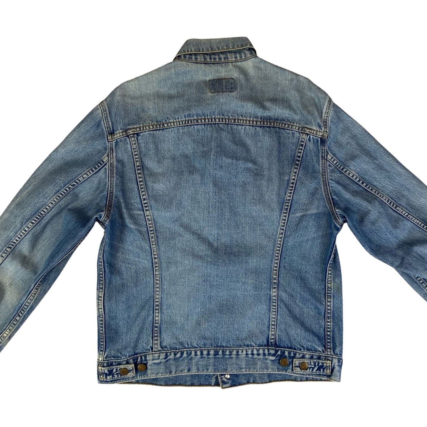 VTG 90s FADED BLUE DISTRESSED LEVIS RED TAB TYPE 3 TRUCKER DENIM JACKET 41” M