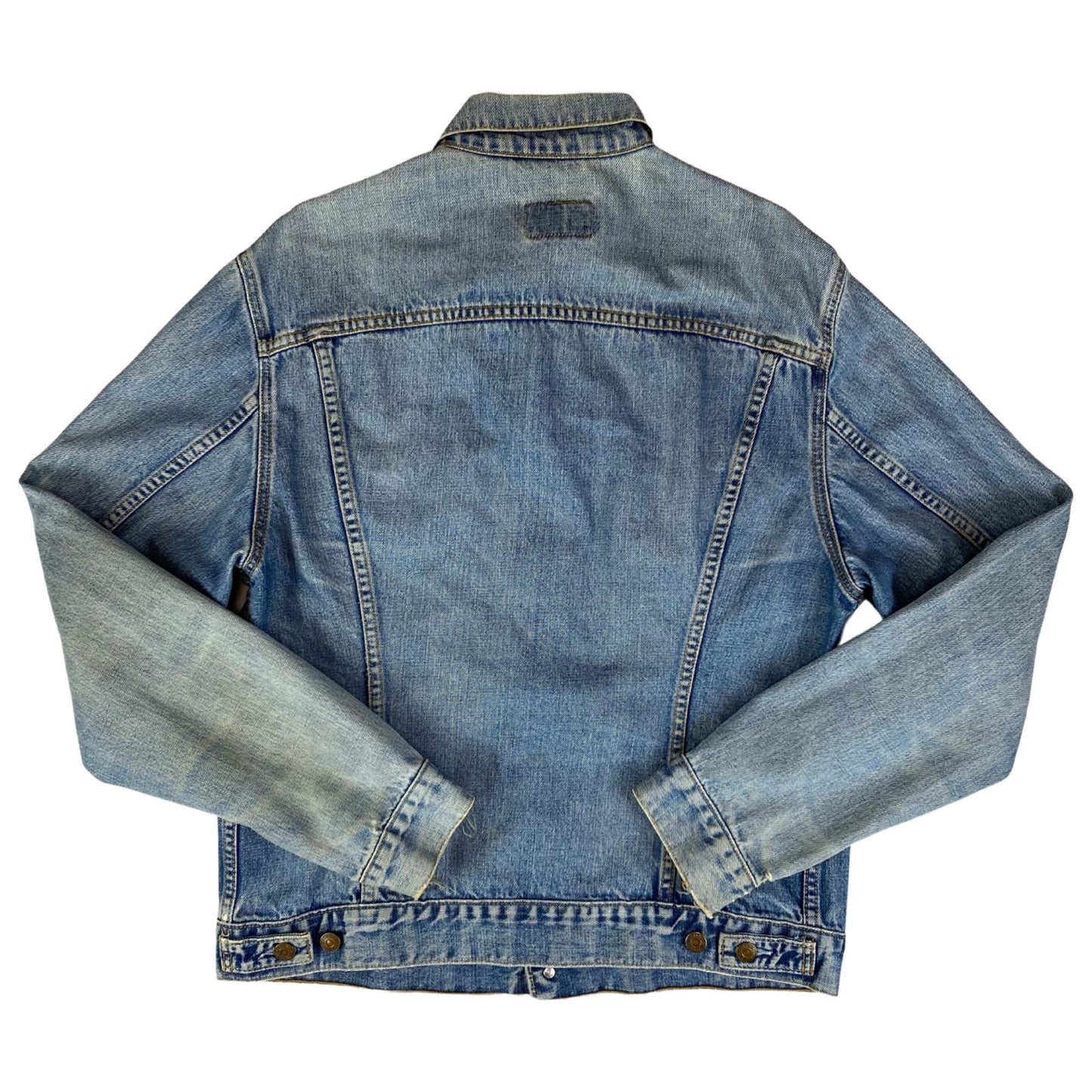 VTG 90s FADED BLUE DISTRESSED LEVIS RED TAB TYPE 3 TRUCKER DENIM JACKET 41” M