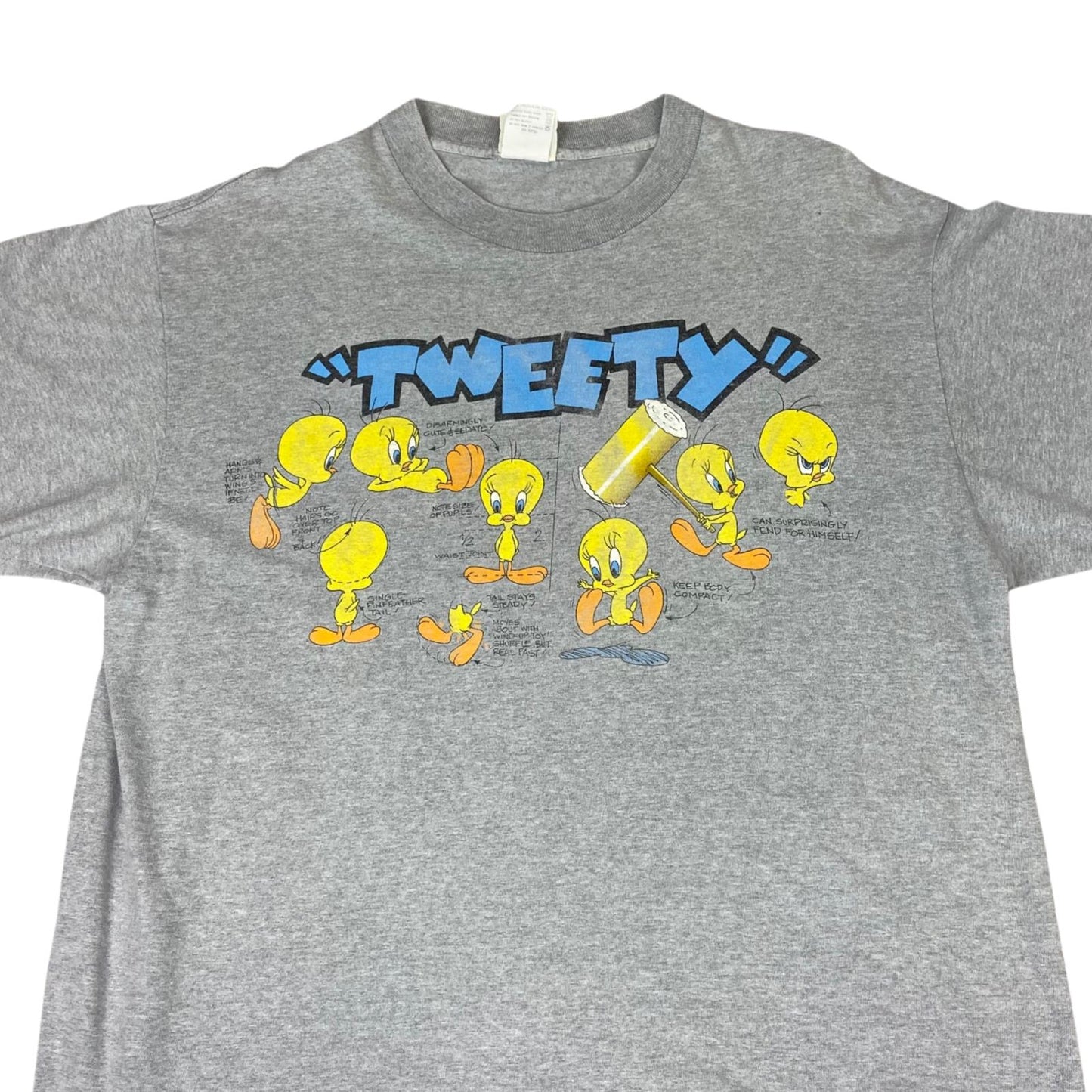 Vintage 90s Grey Tweety Bird Looney Tunes Warner Bros Graphic T-Shirt Large