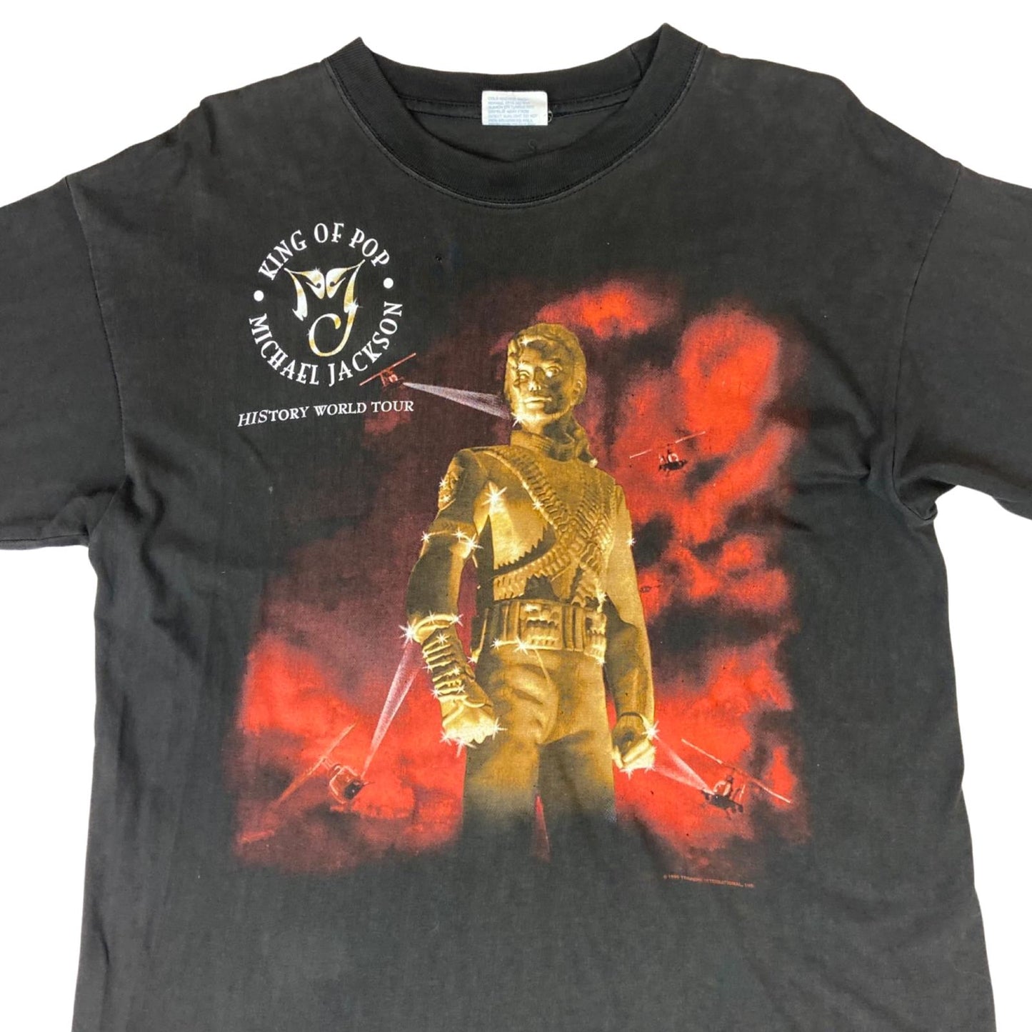 Vintage 1996 Black Michael Jackson King Of Pop History World Tour Graphic Tee M
