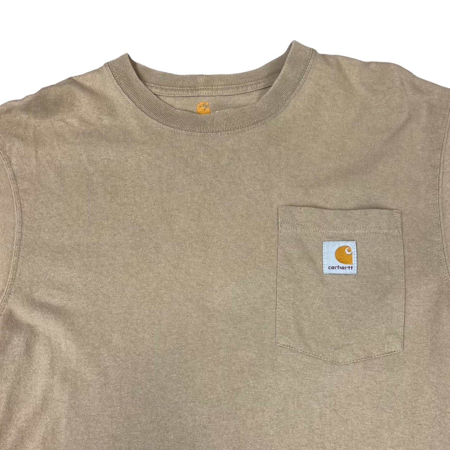 Y2k Beige Carhartt Pocket Tee Short Sleeve T-Shirt Medium