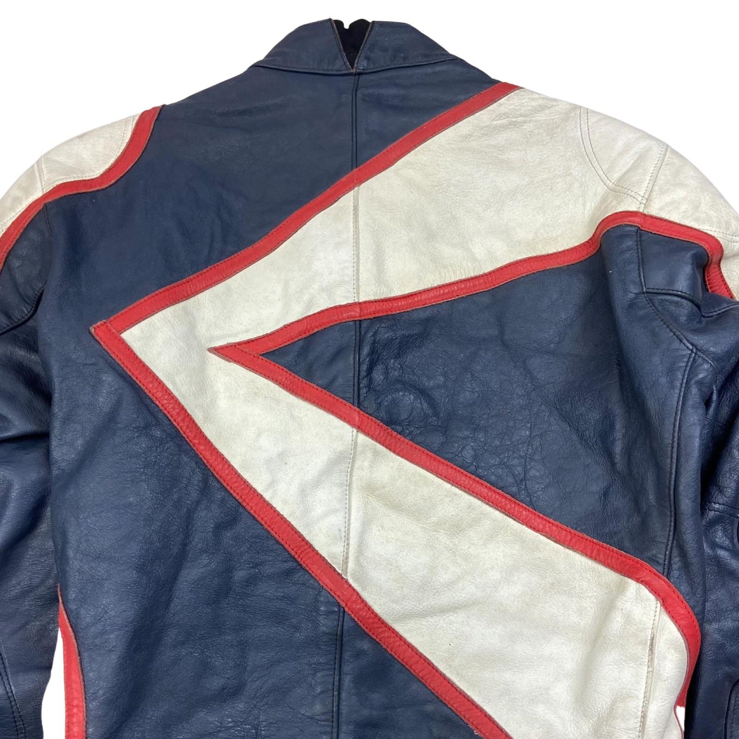 VTG 80s IXS LEATHER BIKER JACKET ZIP MOTORCYCLE RACING ROCKER 34” XS