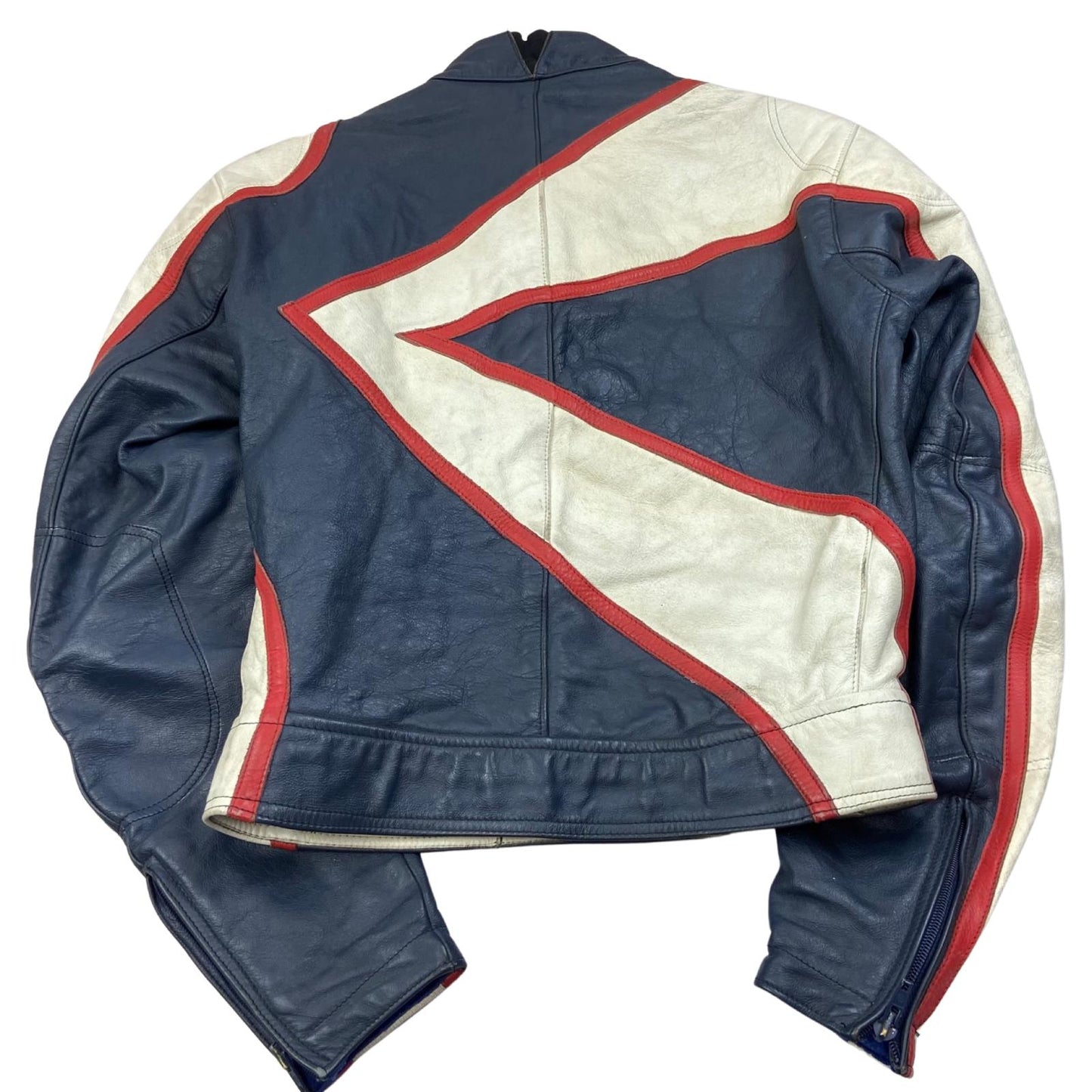 VTG 80s IXS LEATHER BIKER JACKET ZIP MOTORCYCLE RACING ROCKER 34” XS