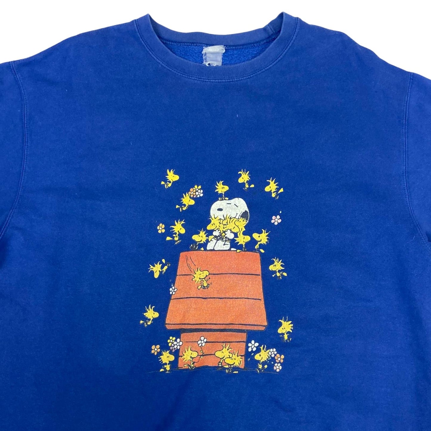 Vintage 80s Blue Peanuts Snoppy Printed Graphic Sweatshirt Jumper Pullover XL