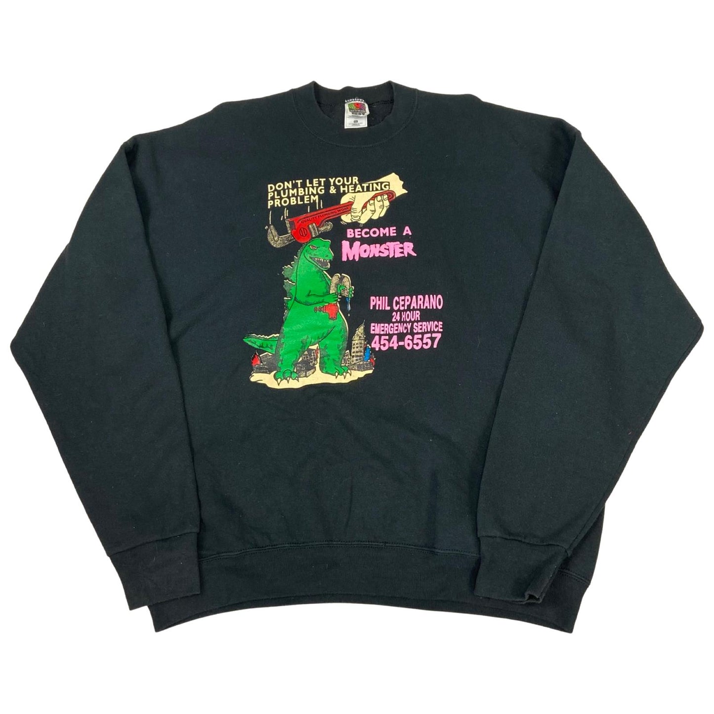 Vintage 90s 00s Black Printed Graphic Workwear Sweatshirt Jumper Pullover XXL