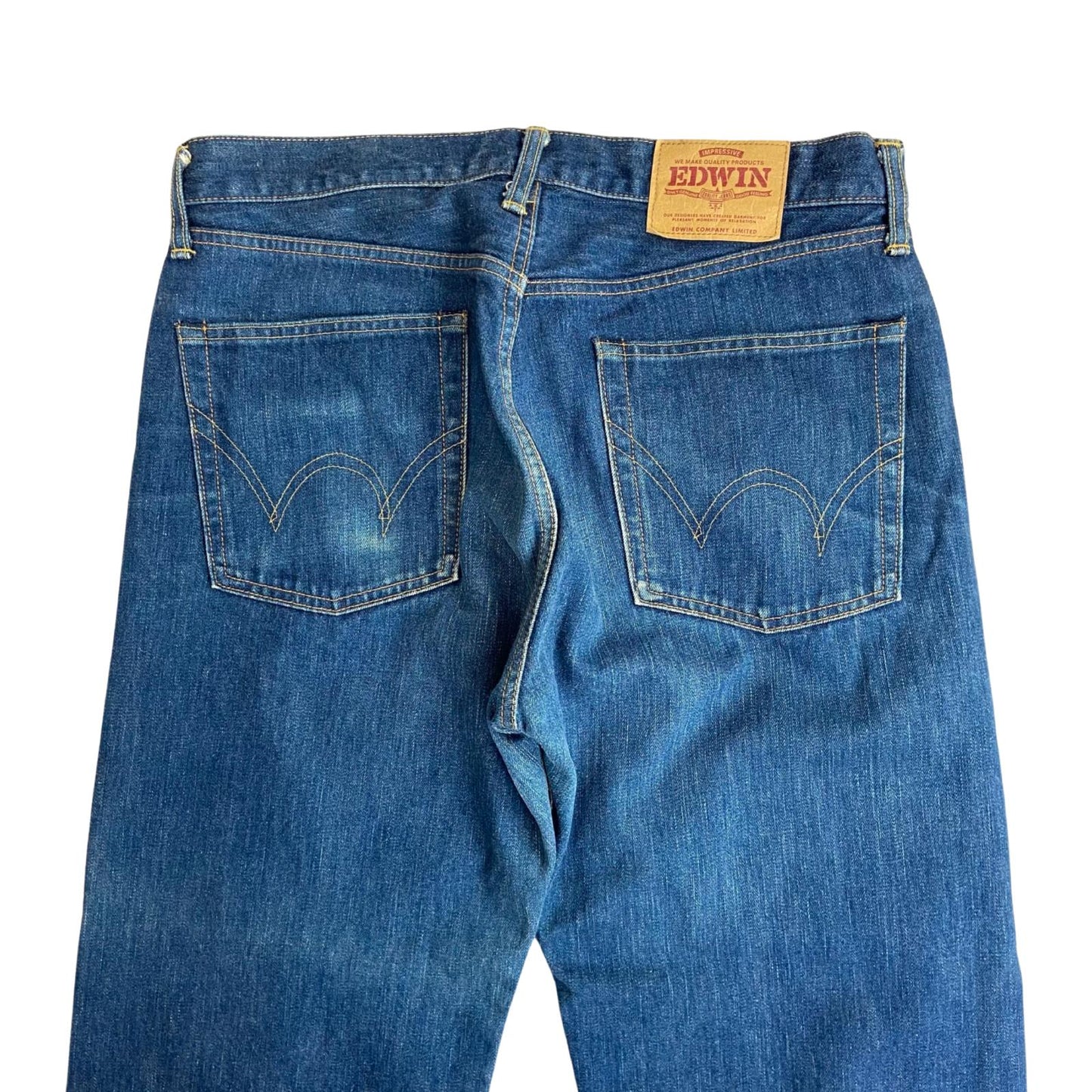 EDWIN JAPANESE ORANGE SELVEDGE RAW DENIM JEANS STRAIGHT LOOSE ROCKABILLY 33W 31L