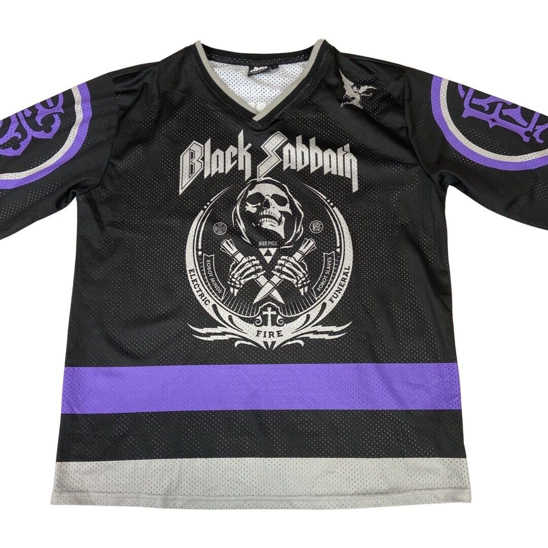2018 Black, Purple & Grey Black Sabbath War Pigs Birmingham Hockey Jersey XL