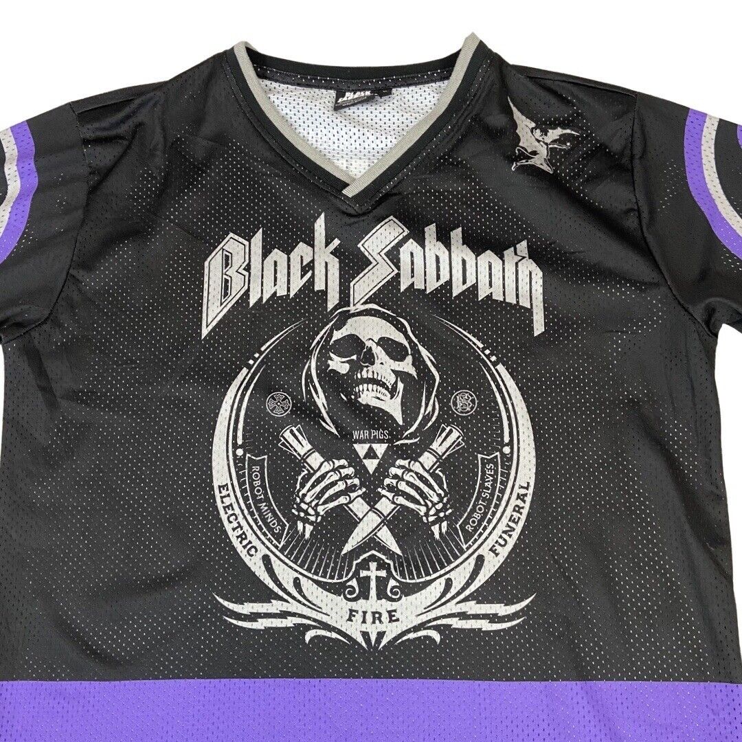 2018 Black, Purple & Grey Black Sabbath War Pigs Birmingham Hockey Jersey XL