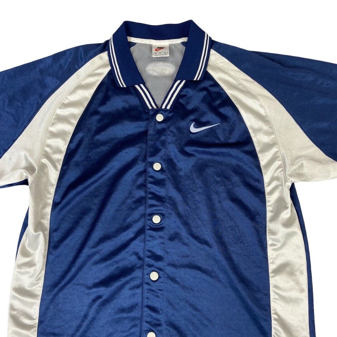 Vintage 90s Blue & Gold Nike Button-Up USA Embroidered Basketball Jersey Large