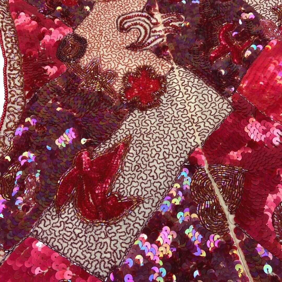 Vintage 90s Red Embellished Embroidered Sequin Sparkly Party Top 16 18 L