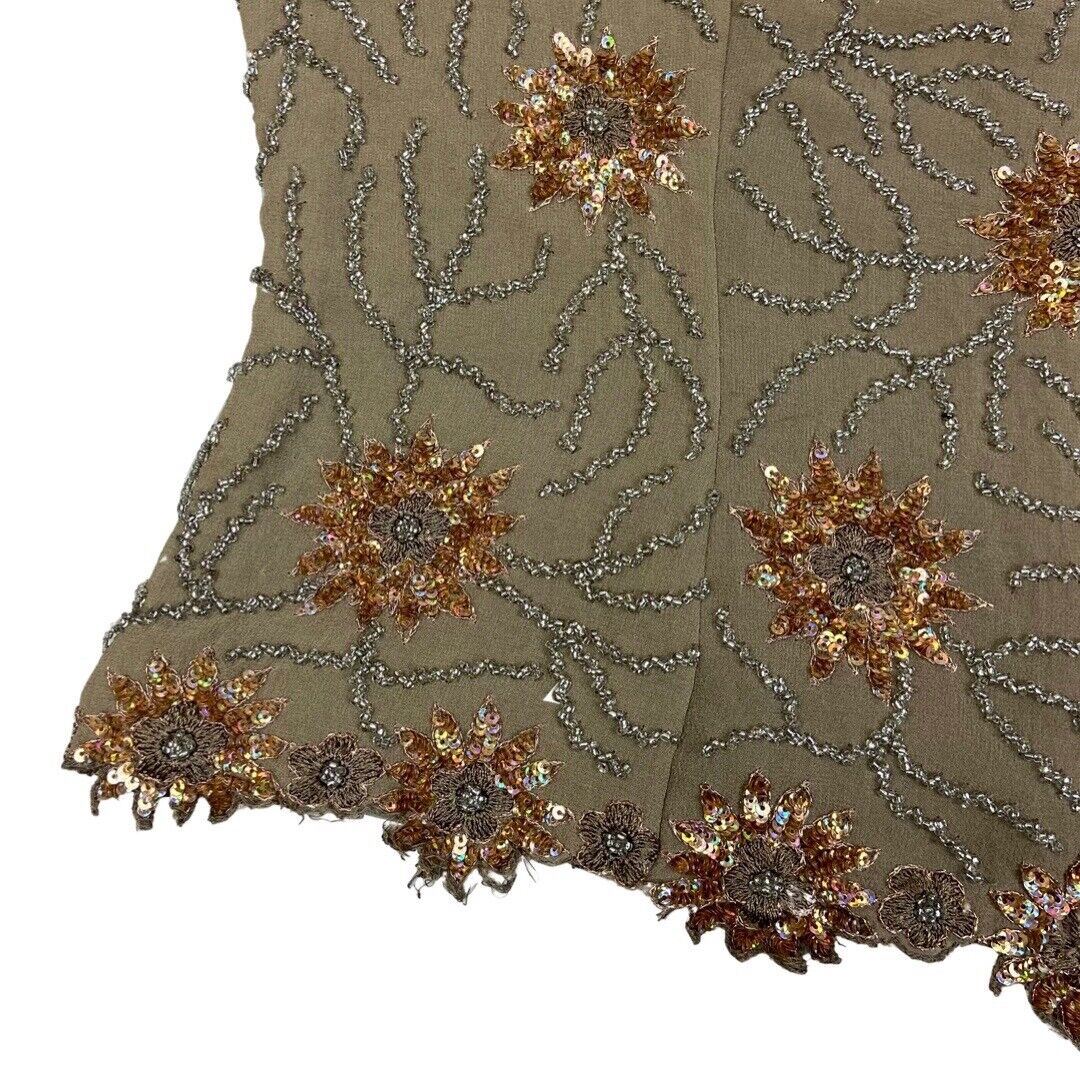 Vintage 90s Embellished Embroidered Sparkly Sequin Party Top 12 14 M