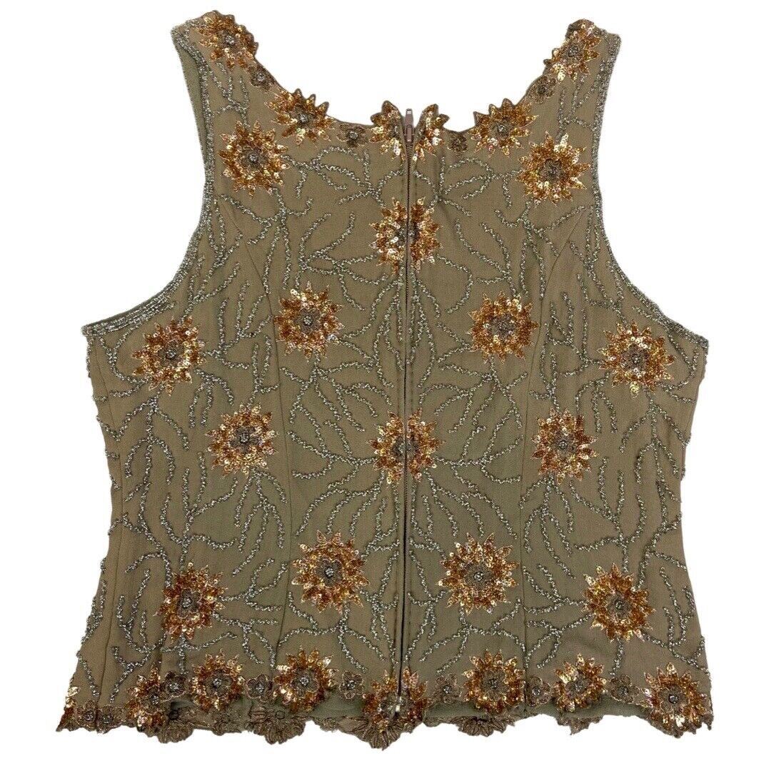 Vintage 90s Embellished Embroidered Sparkly Sequin Party Top 12 14 M