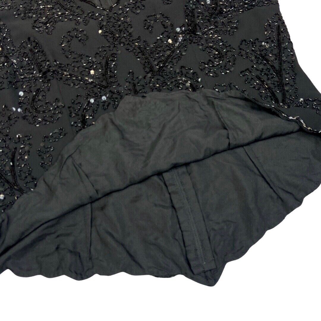 Vintage 90s Black Embellished Disco Party Sparkly Sequin Top 12 14 M