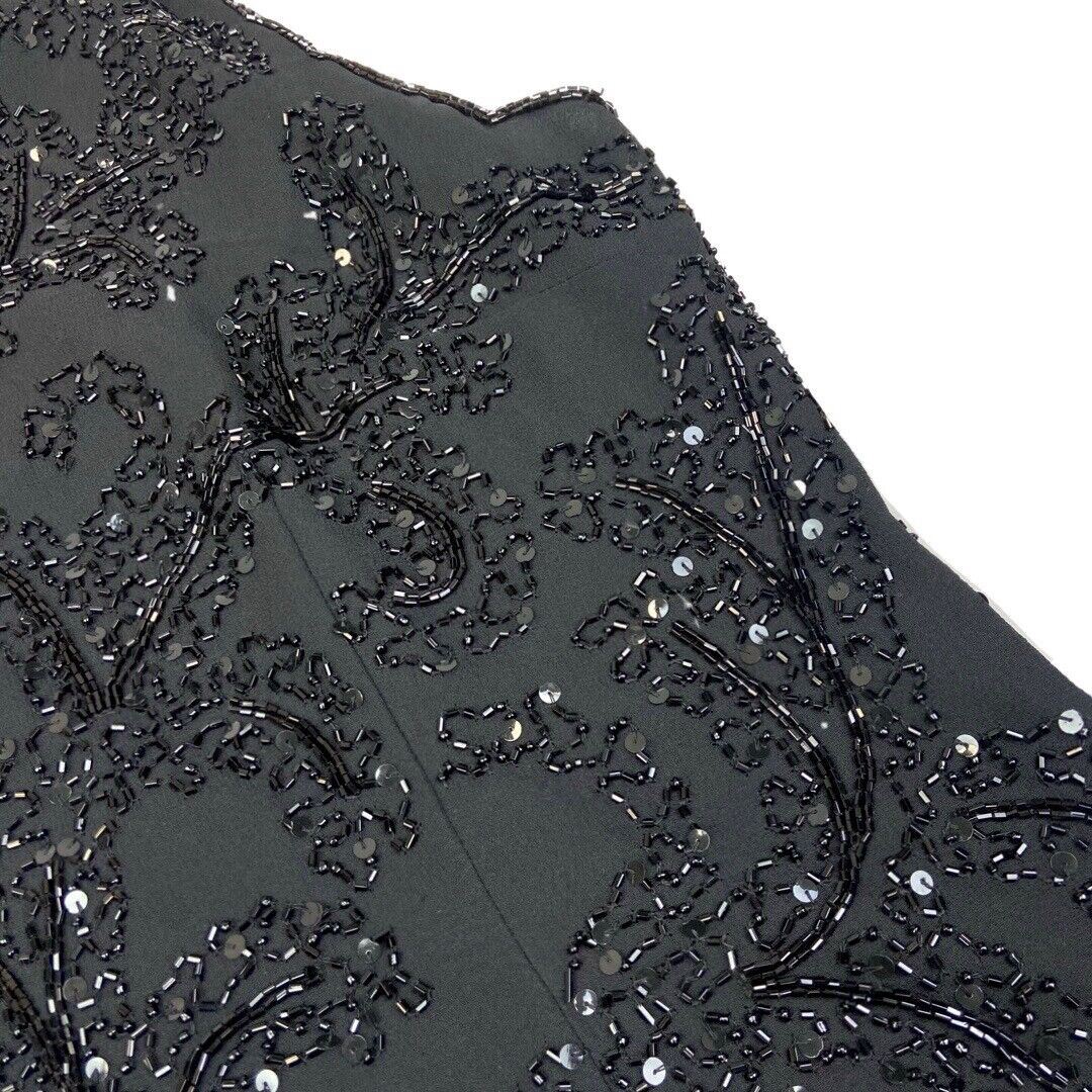 Vintage 90s Black Embellished Disco Party Sparkly Sequin Top 12 14 M