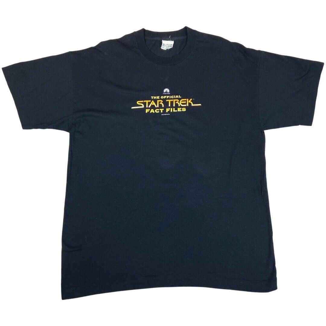 Vintage 1998 Black Star Trek Fact Files T-shirt L