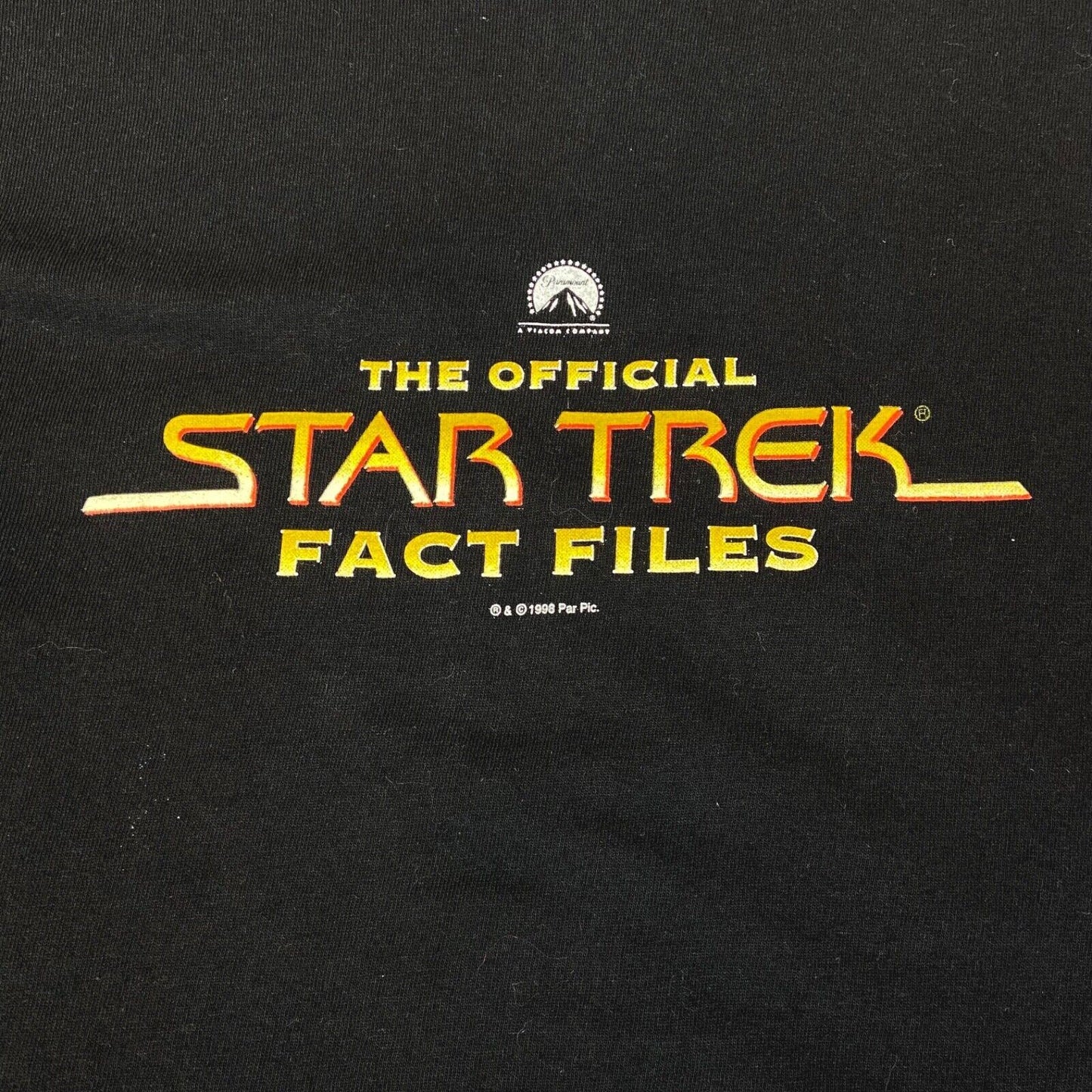 Vintage 1998 Black Star Trek Fact Files T-shirt L
