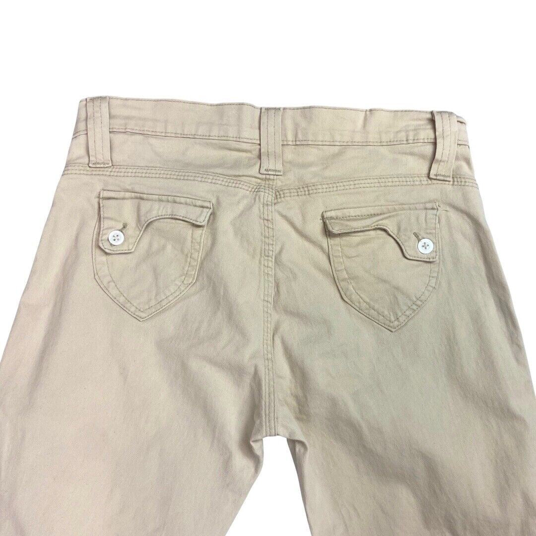 Vintage 90s Y2K Beige Denim Flared Low Rise Jeans 10 12 M