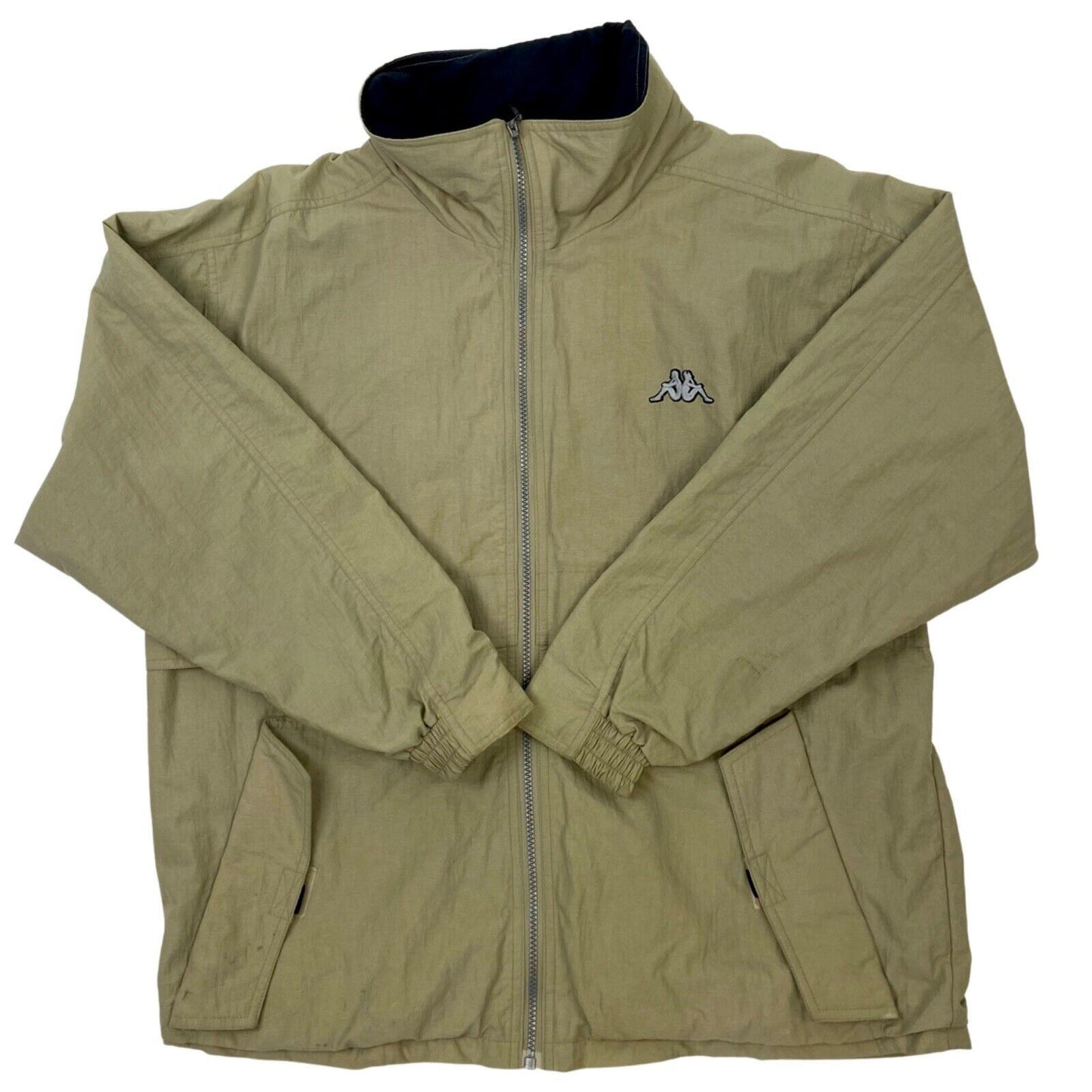 Vintage 90s Beige Kappa Zip Down Embroidered Coat XL