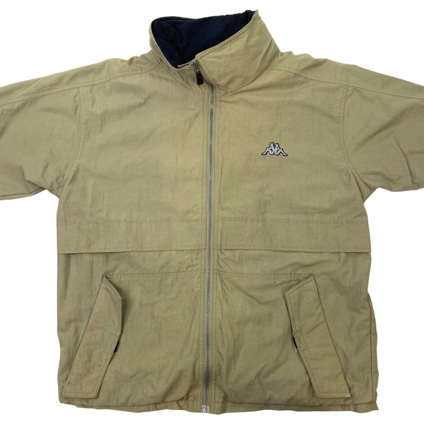 Vintage 90s Beige Kappa Zip Down Embroidered Coat XL