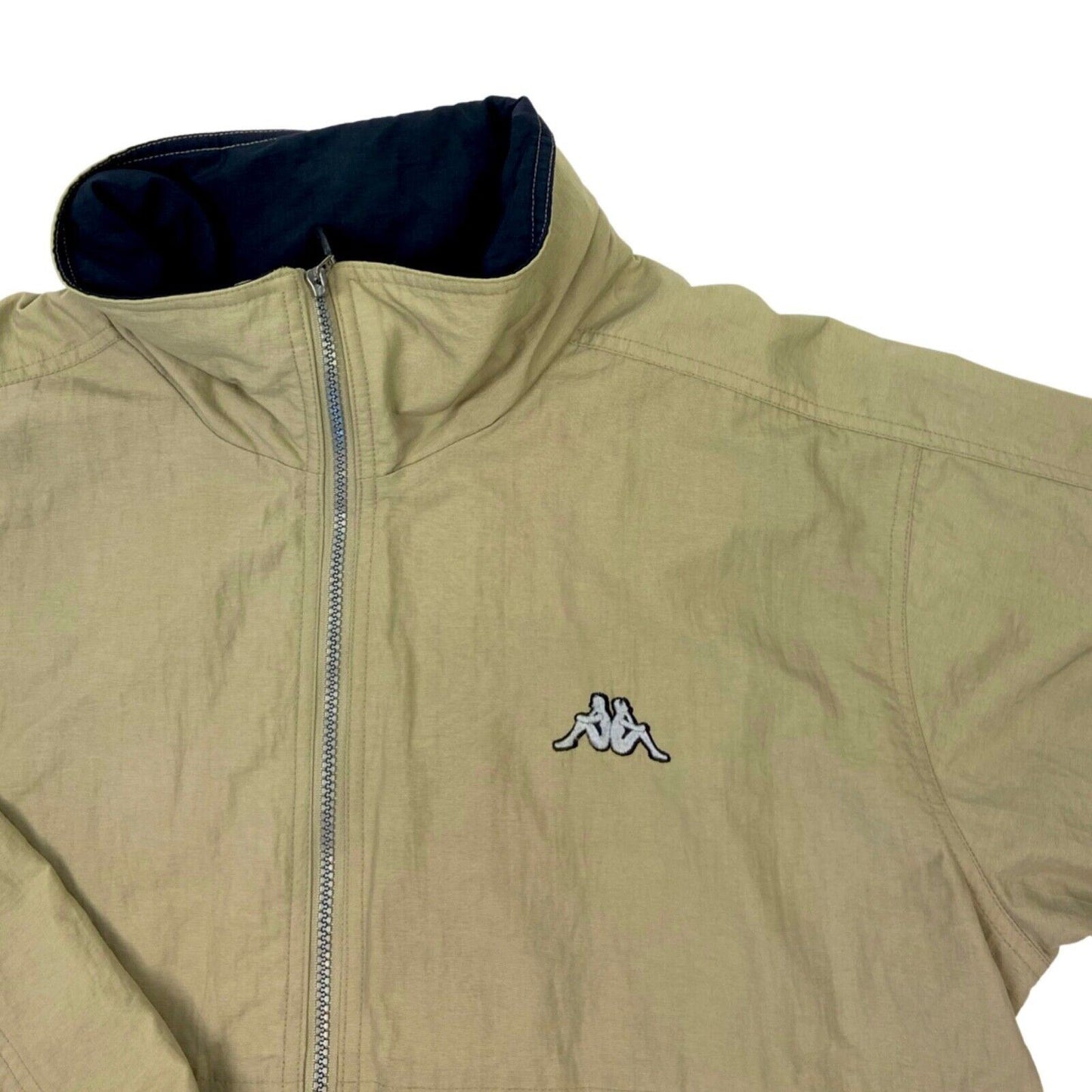 Vintage 90s Beige Kappa Zip Down Embroidered Coat XL