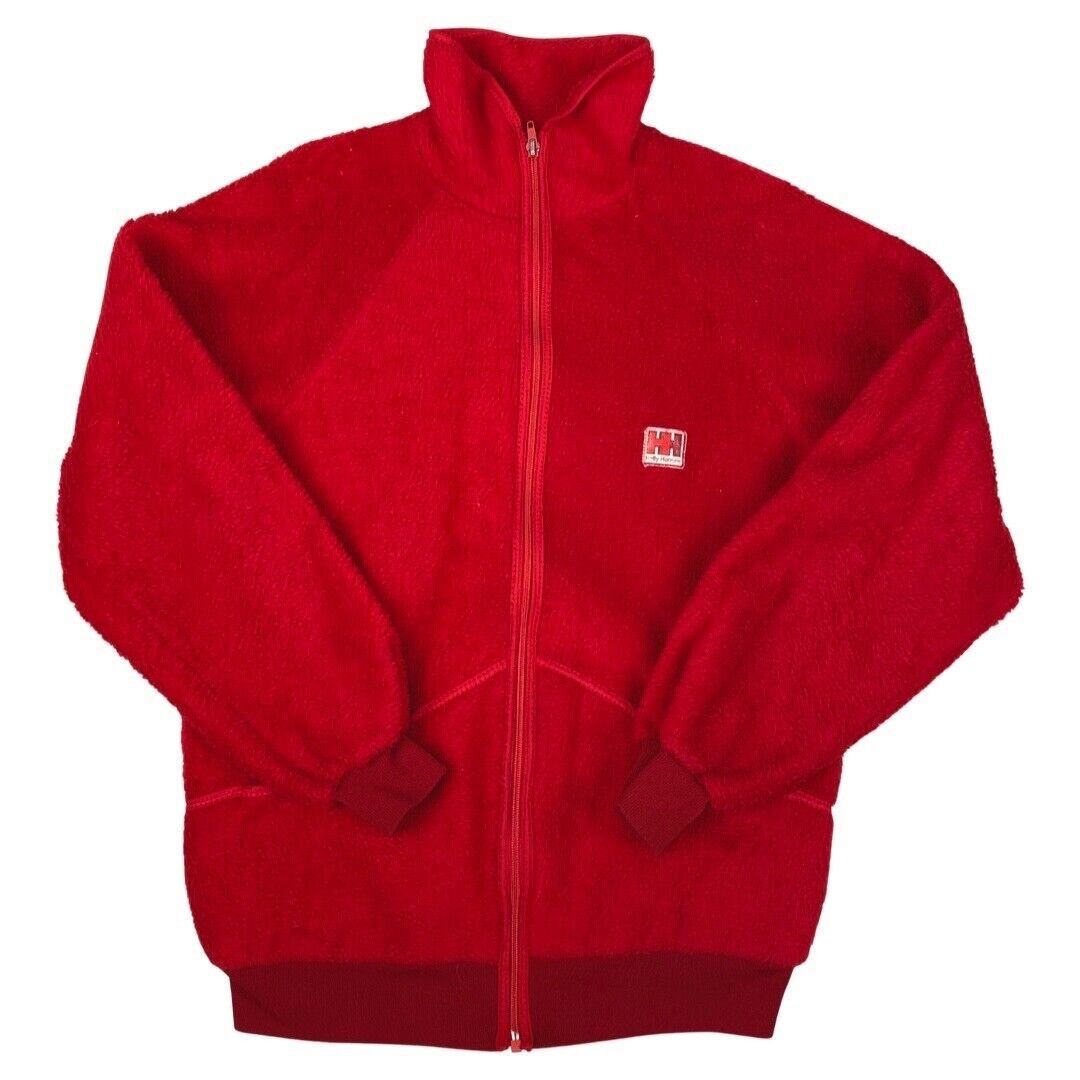 Vintage Rare 80s 70s Red Helly Hansen Zip Down Fleece M