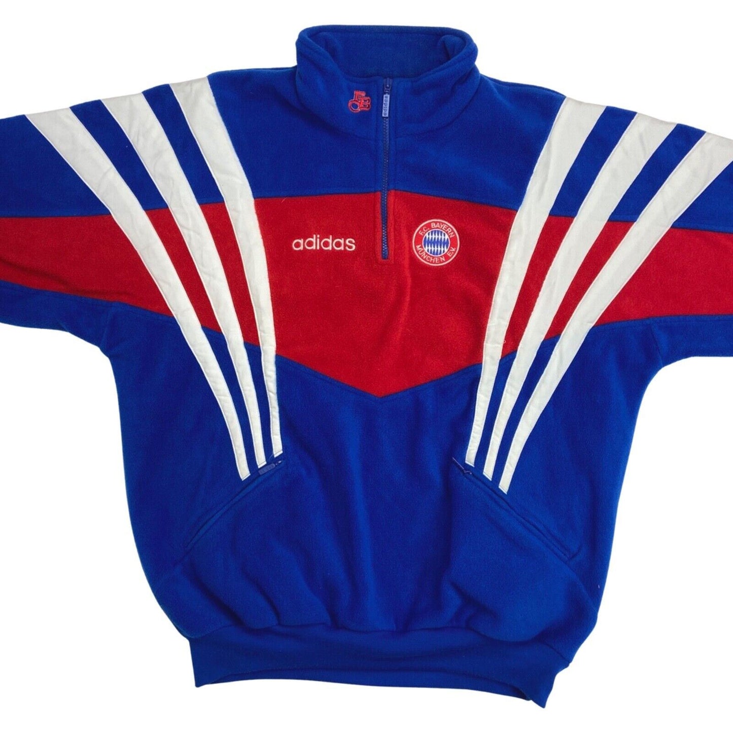 Vintage 1990s Blue Red Bayern Munich Adidas Football Fleece XXL
