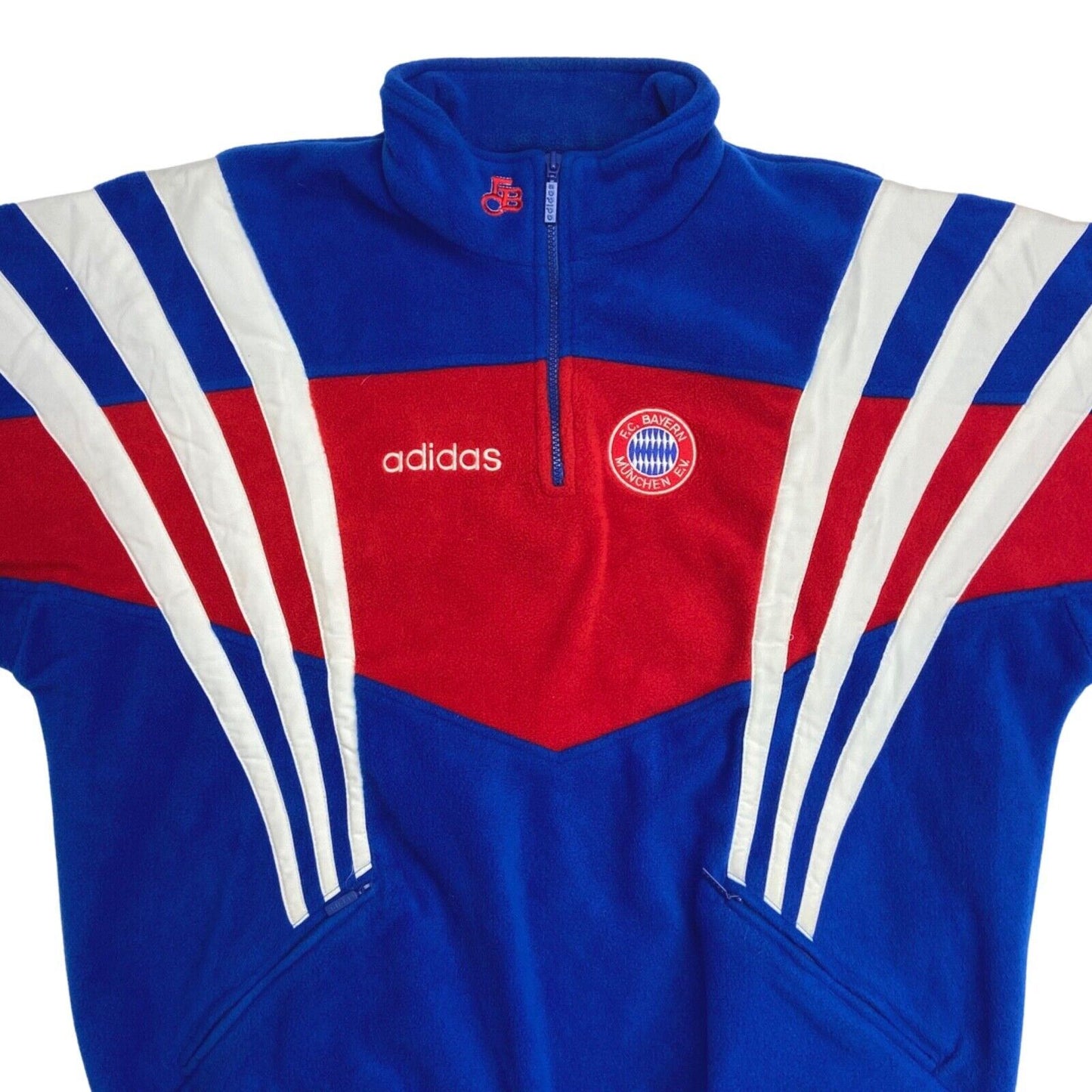 Vintage 1990s Blue Red Bayern Munich Adidas Football Fleece XXL