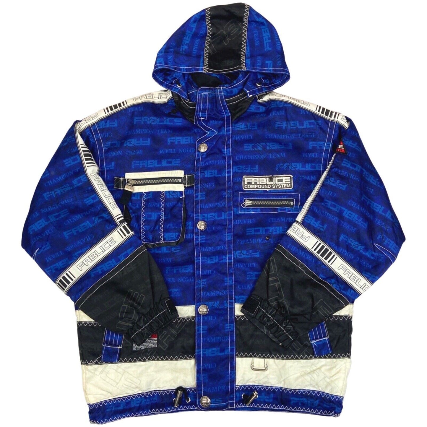 Vintage 90s Blue Fablice Hooded Ski Jacket Coat XL