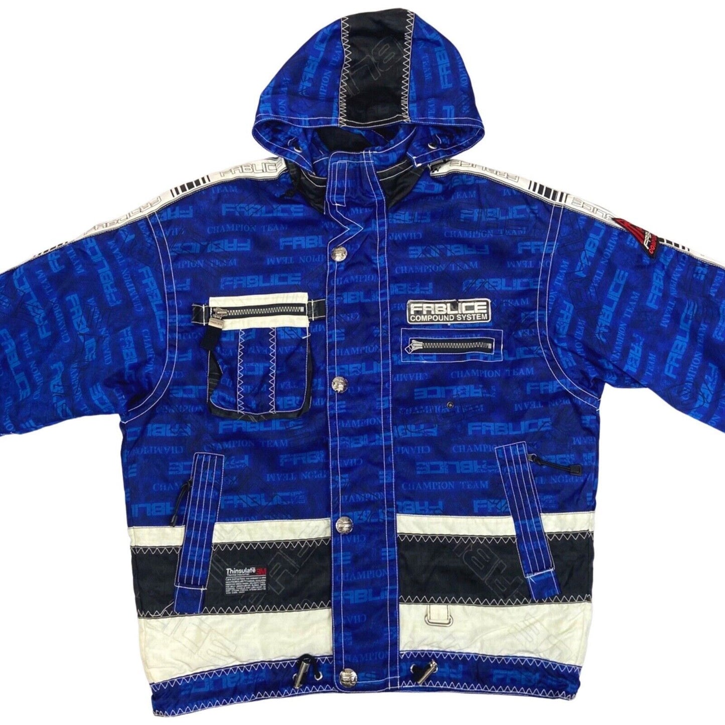 Vintage 90s Blue Fablice Hooded Ski Jacket Coat XL
