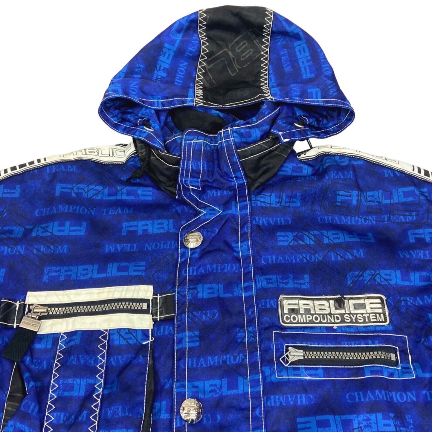 Vintage 90s Blue Fablice Hooded Ski Jacket Coat XL