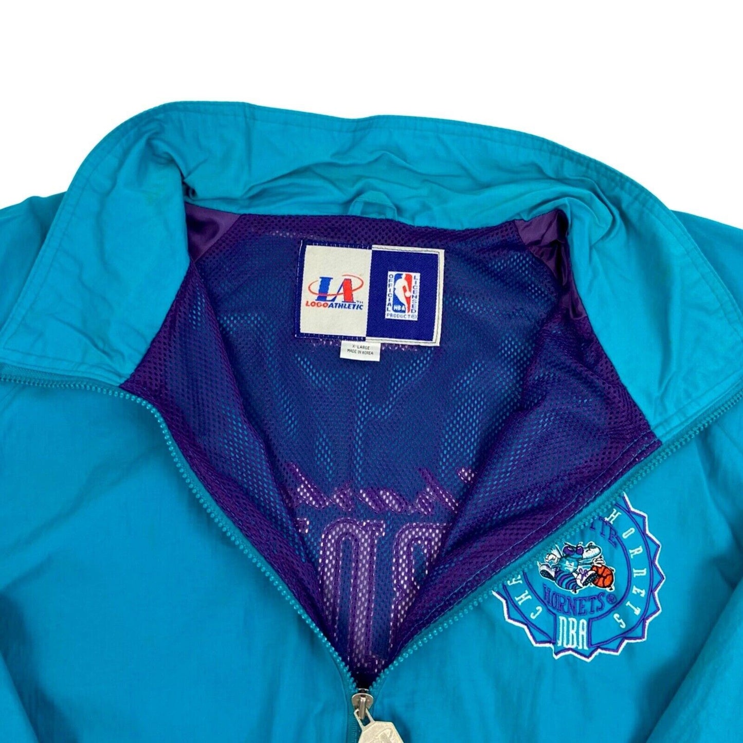 Vintage 90s Charlotte Hornets NBA Basketball Windbreaker Jacket Coat XL