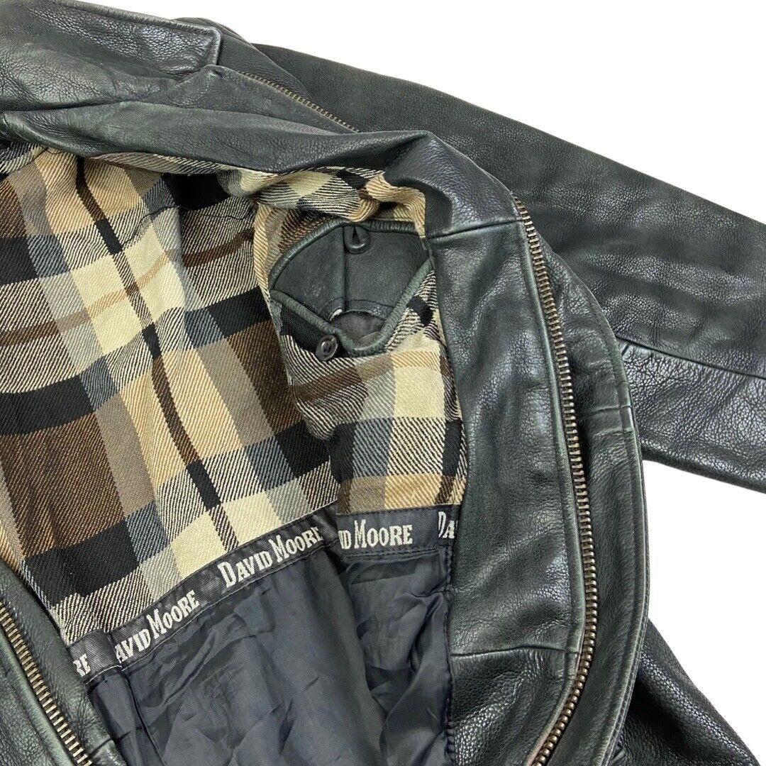 Vintage 90s Black Leather Zip Down Jacket L