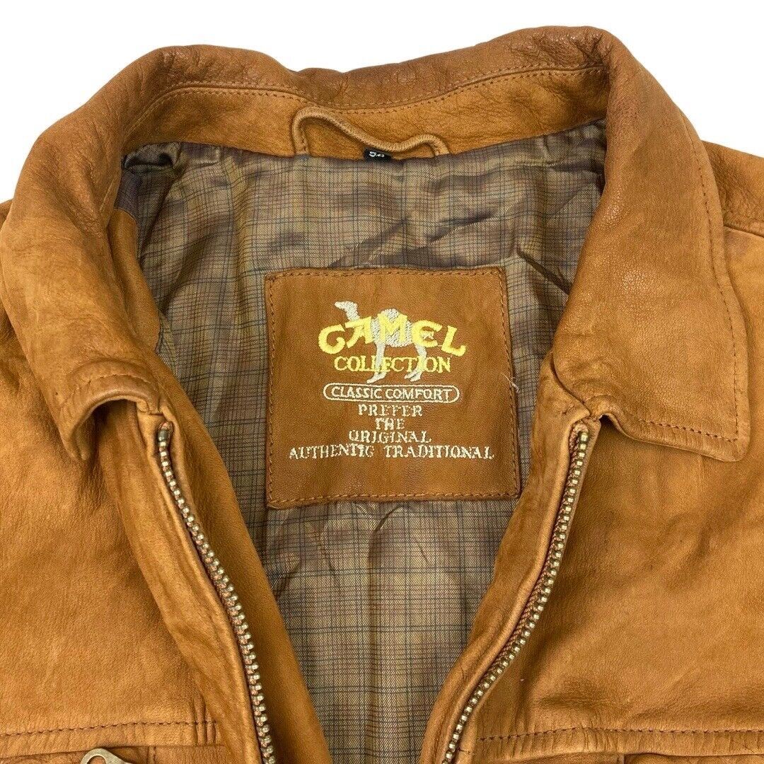 Vintage 90s Orange Brown Suede Zip Down Camel Collection Embroidered Jacket XL