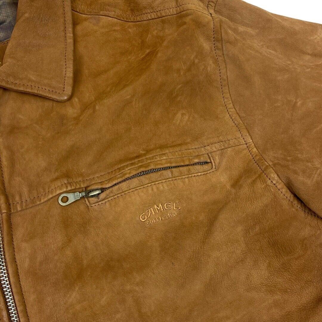 Vintage 90s Orange Brown Suede Zip Down Camel Collection Embroidered Jacket XL