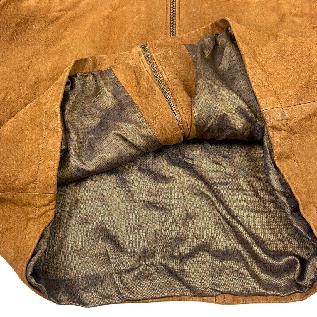 Vintage 90s Orange Brown Suede Zip Down Camel Collection Embroidered Jacket XL
