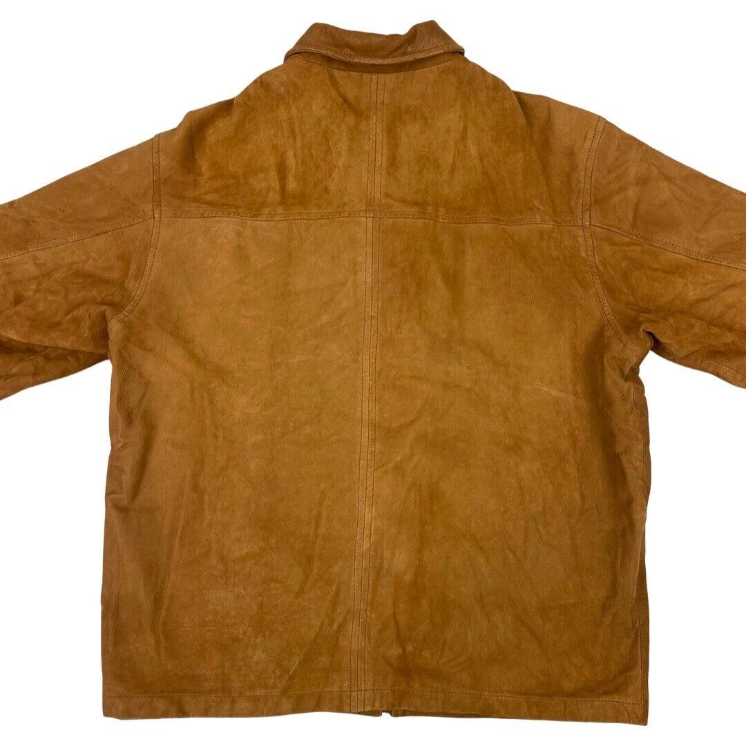 Vintage 90s Orange Brown Suede Zip Down Camel Collection Embroidered Jacket XL